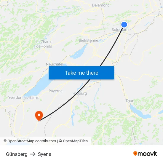 Günsberg to Syens map