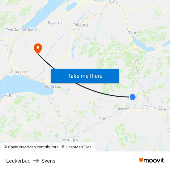 Leukerbad to Syens map