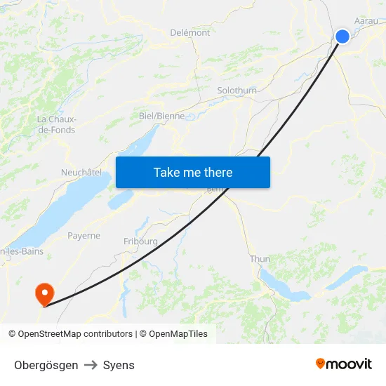 Obergösgen to Syens map