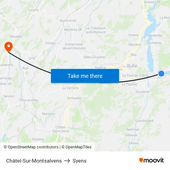 Châtel-Sur-Montsalvens to Syens map