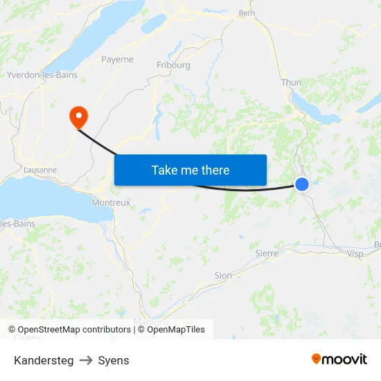 Kandersteg to Syens map