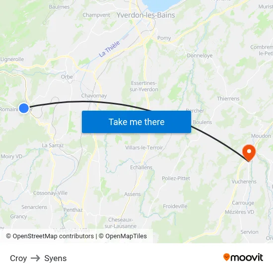 Croy to Syens map