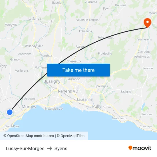 Lussy-Sur-Morges to Syens map