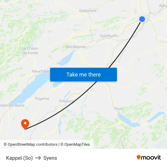 Kappel (So) to Syens map