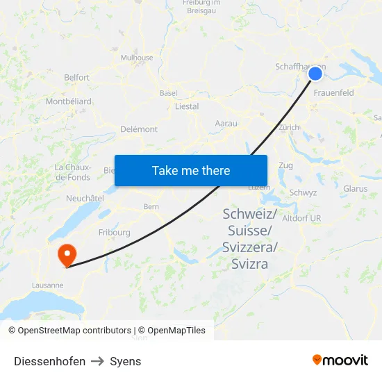 Diessenhofen to Syens map