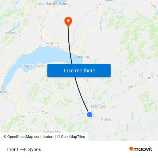Trient to Syens map