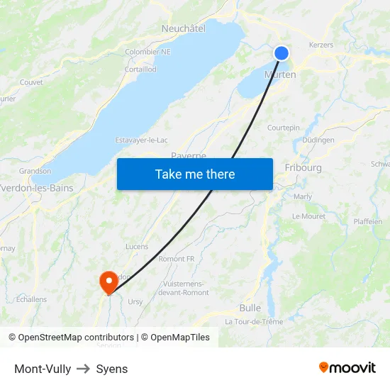 Mont-Vully to Syens map