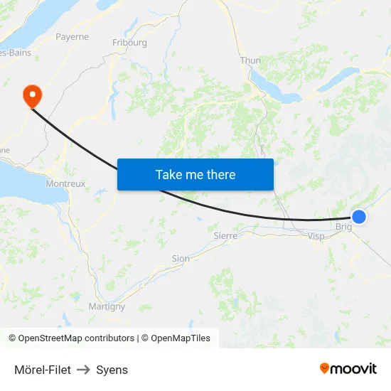 Mörel-Filet to Syens map