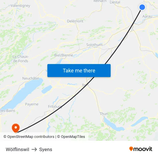 Wölflinswil to Syens map