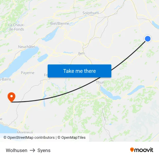 Wolhusen to Syens map
