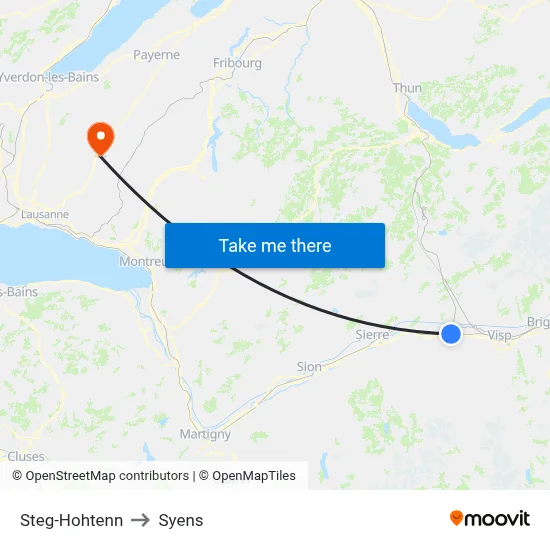 Steg-Hohtenn to Syens map
