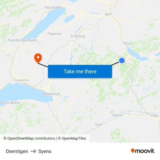 Diemtigen to Syens map