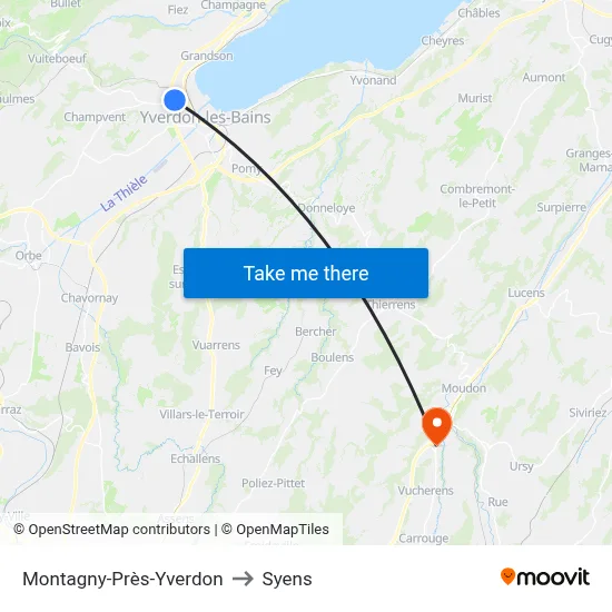 Montagny-Près-Yverdon to Syens map