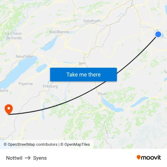 Nottwil to Syens map