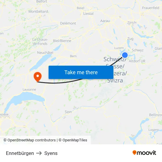Ennetbürgen to Syens map