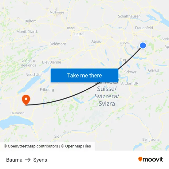 Bauma to Syens map