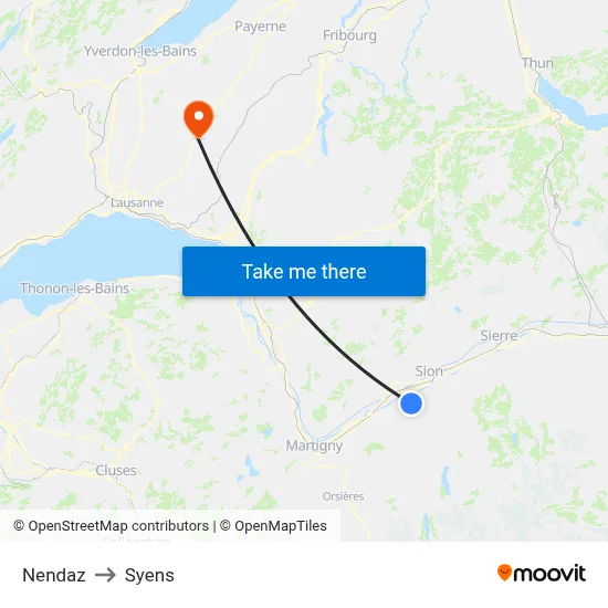 Nendaz to Syens map