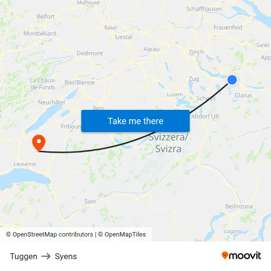 Tuggen to Syens map