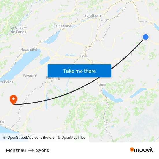 Menznau to Syens map