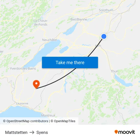 Mattstetten to Syens map