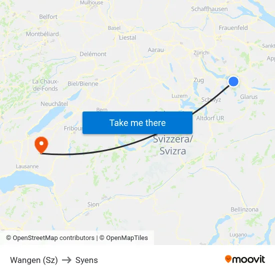 Wangen (Sz) to Syens map