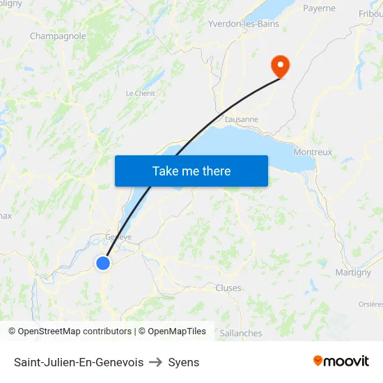 Saint-Julien-En-Genevois to Syens map