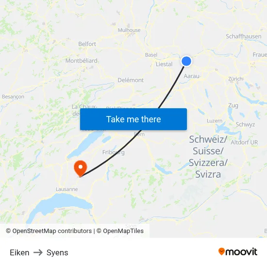 Eiken to Syens map