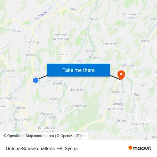 Oulens-Sous-Echallens to Syens map
