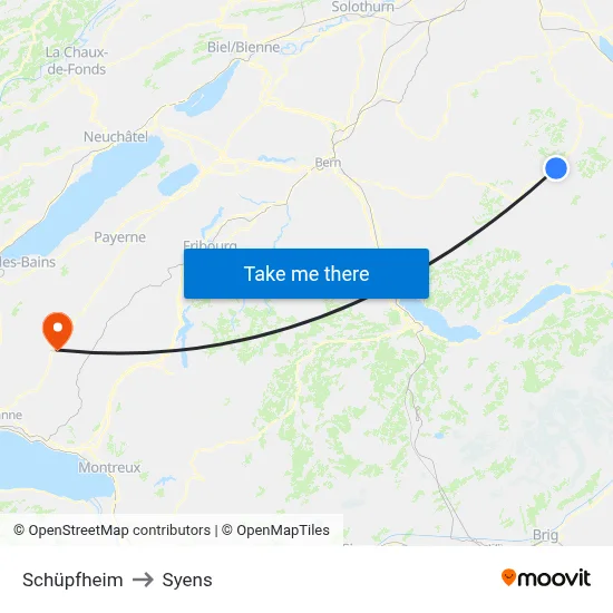 Schüpfheim to Syens map