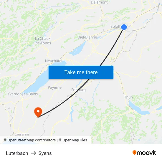 Luterbach to Syens map
