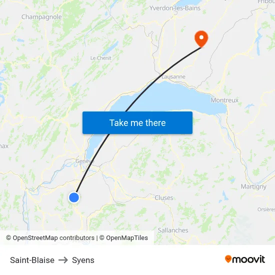 Saint-Blaise to Syens map