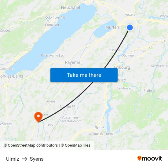 Ulmiz to Syens map