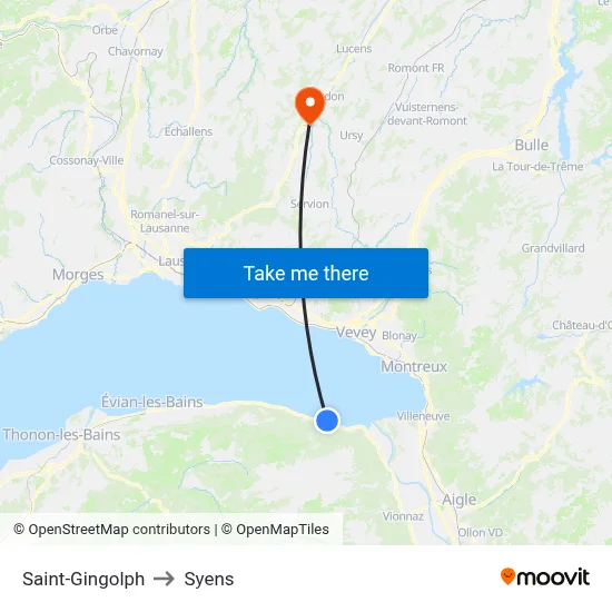 Saint-Gingolph to Syens map