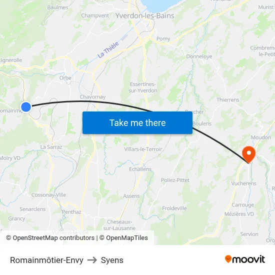 Romainmôtier-Envy to Syens map