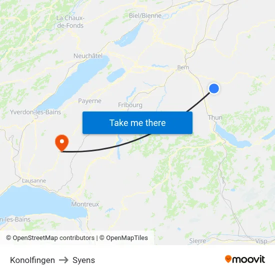 Konolfingen to Syens map