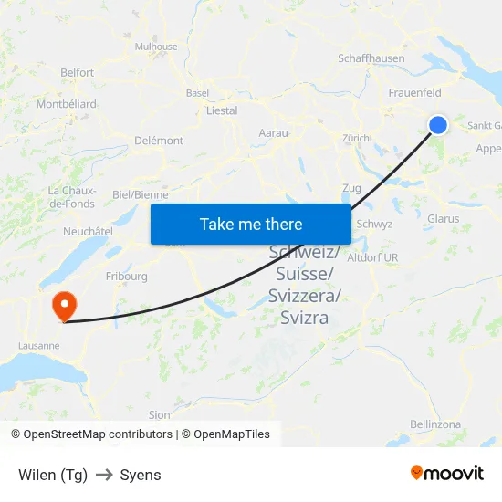 Wilen (Tg) to Syens map