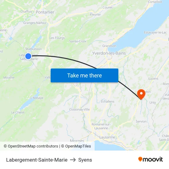 Labergement-Sainte-Marie to Syens map