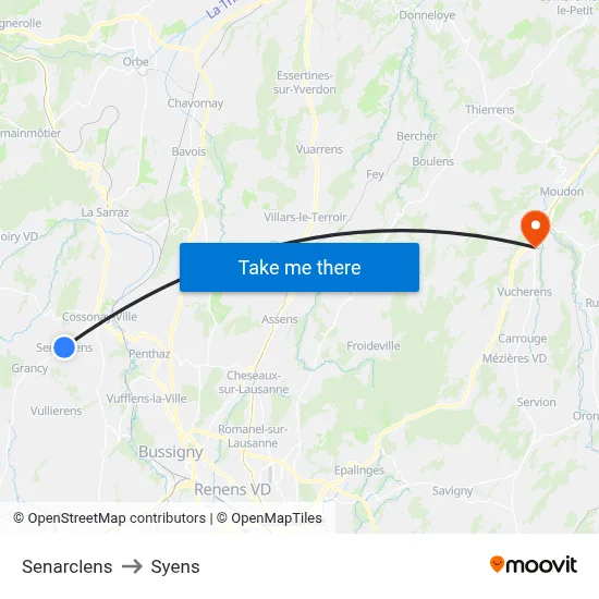 Senarclens to Syens map