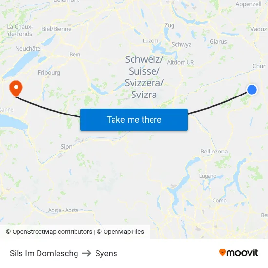 Sils Im Domleschg to Syens map