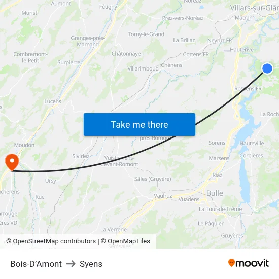 Bois-D’Amont to Syens map