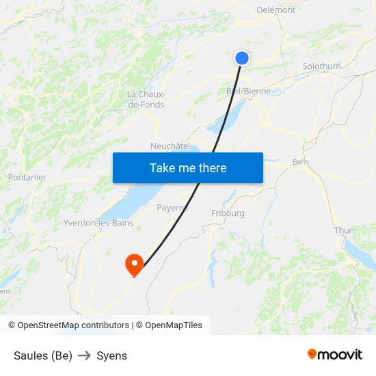 Saules (Be) to Syens map