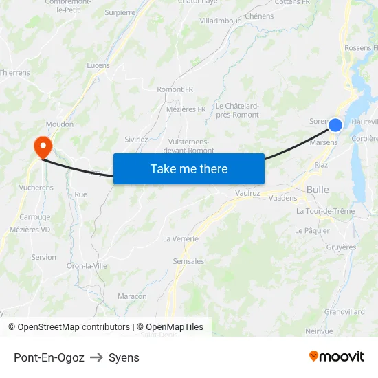 Pont-En-Ogoz to Syens map