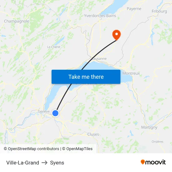 Ville-La-Grand to Syens map