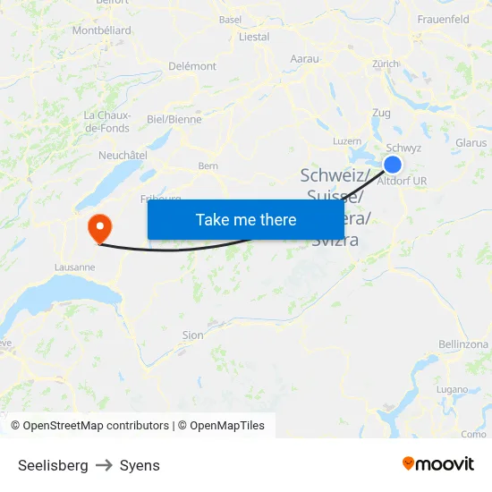 Seelisberg to Syens map