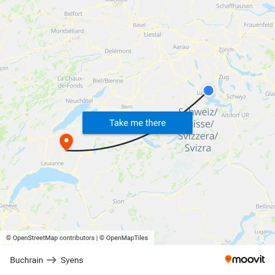 Buchrain to Syens map