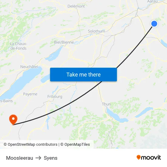 Moosleerau to Syens map