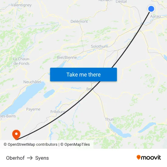 Oberhof to Syens map