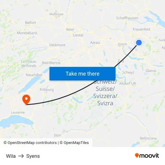 Wila to Syens map