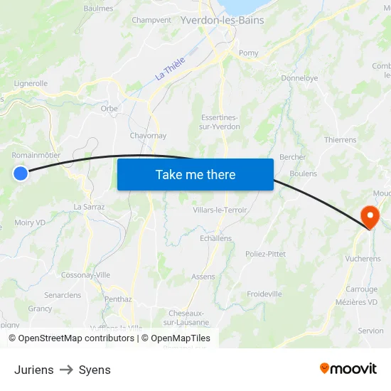 Juriens to Syens map