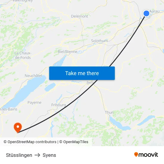Stüsslingen to Syens map
